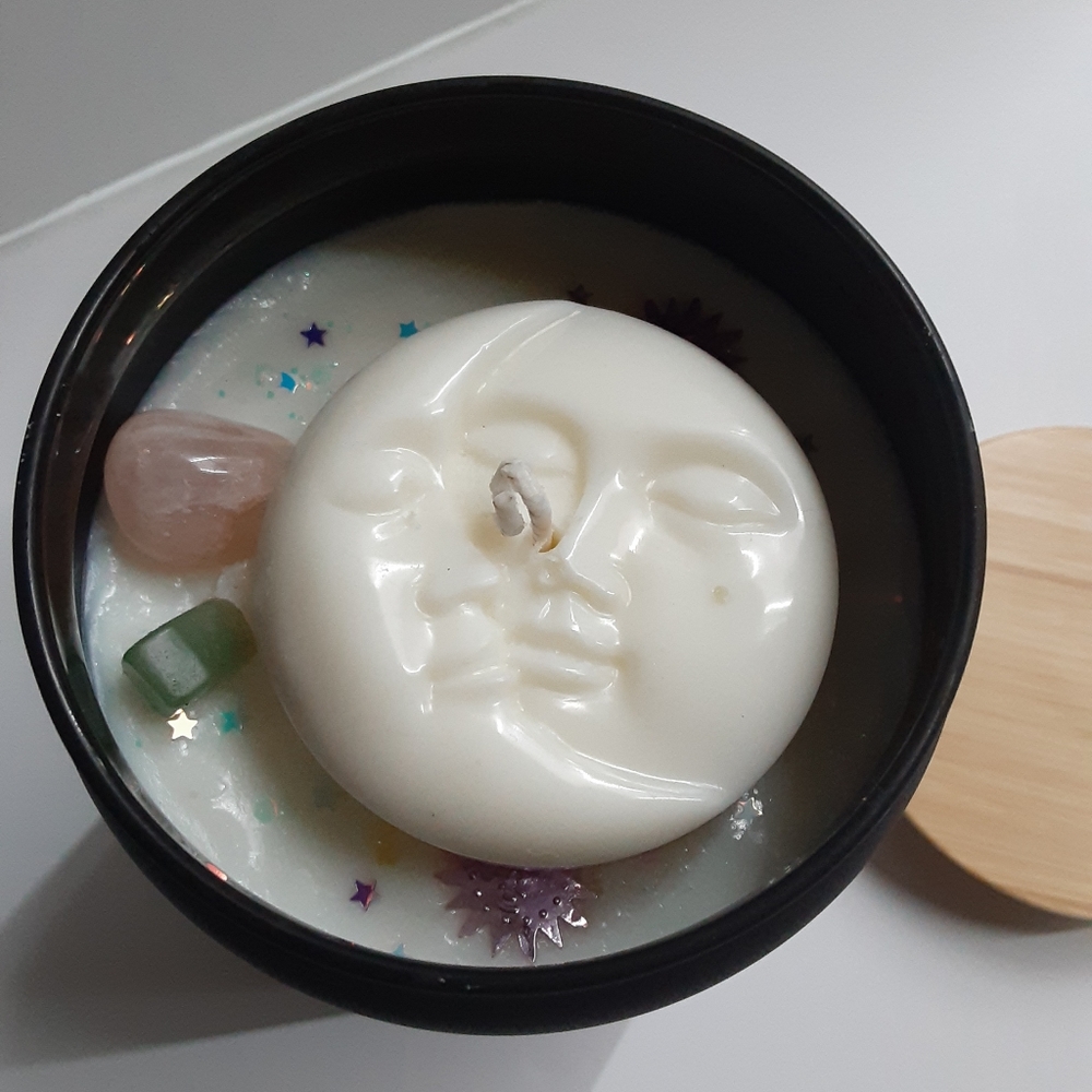 'Celestial Zen' Handcrafted Soy Candle infused w/gemstones🧘‍♀️🌿
